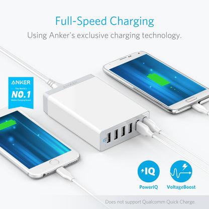 Anker Charger, 60W 6 Port USB Charging Station, PowerPort 6 Multi USB Charger for iPhone 14/13 Series, iPad Pro/Air/Mini, Galaxy S23/S22/S21, Note 20 Ultra, LG, HTC, and More