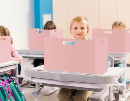 Whaline 24 Pcs Student Desk Privacy Boards Pink Classroom Desk Divider Shield Privacy Panel Folders Screen Partition for School Teacher Student Test Supplies