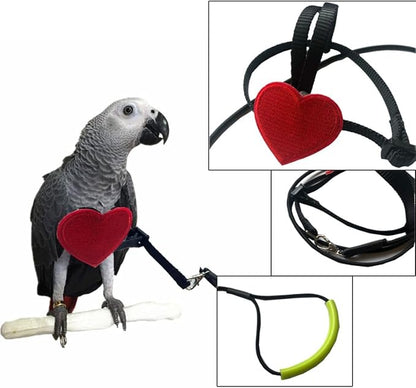 Adjustable Birds Harness and Leash Parrot Harness Leash Training Supplies Pet Anti-bite Outdoor Flying Rope for Conures Budgerigar Lovebird Cockatiel Mynah (XS)