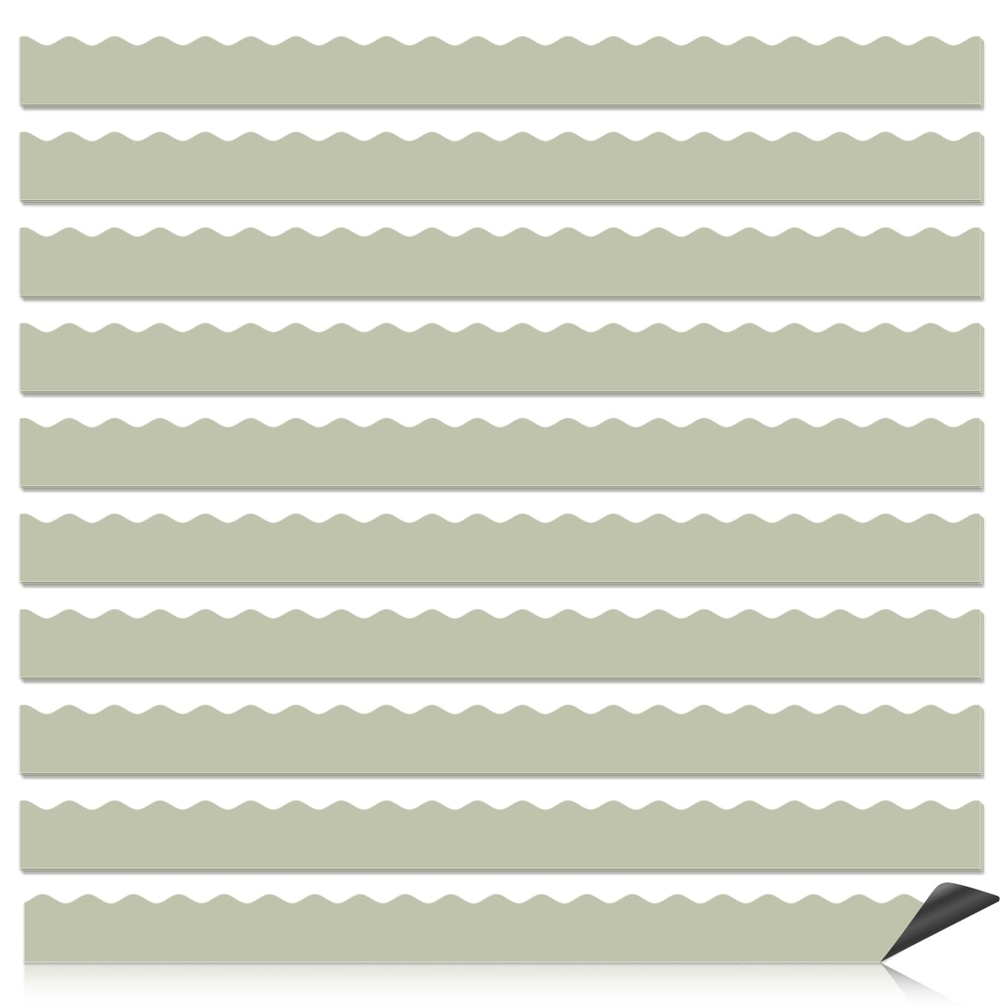 30 Pcs Magnetic Borders for Classroom Whiteboard - Grass Green Magnetic Bulletin Board Border Set - Scalloped Chalkboard Border Strips for Teachers, Parents, DIY Home,School & Office Decoration
