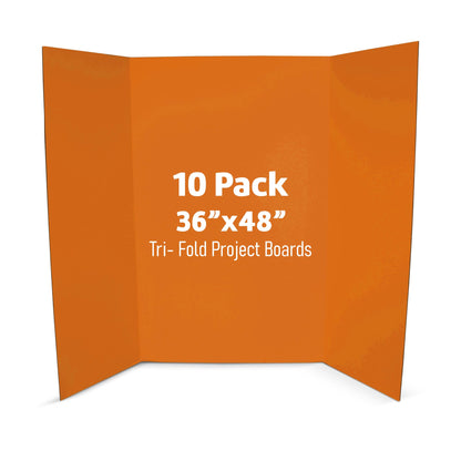 Flipside Products 36” x 48” Project Boards for Presentations, Science Fair, School Projects, Event Displays and Trifold Picture Board, Proudly Made in USA - Orange - 10 Pack