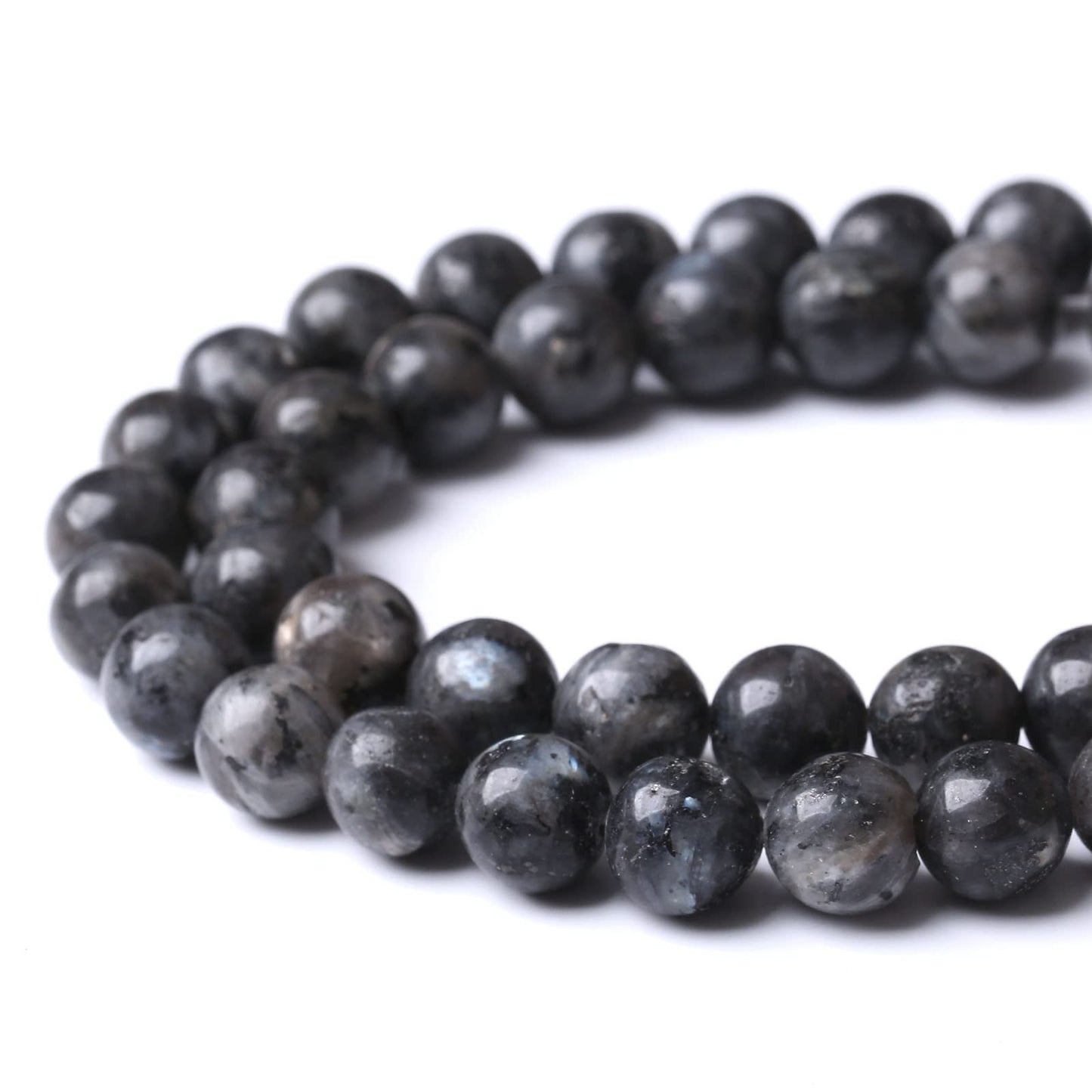 32PCS 12MM Natural Black Labradorite Beads Round Loose Stone Beads for Jewelry Making DIY Energy Stone Healing Power Bracelet 15"