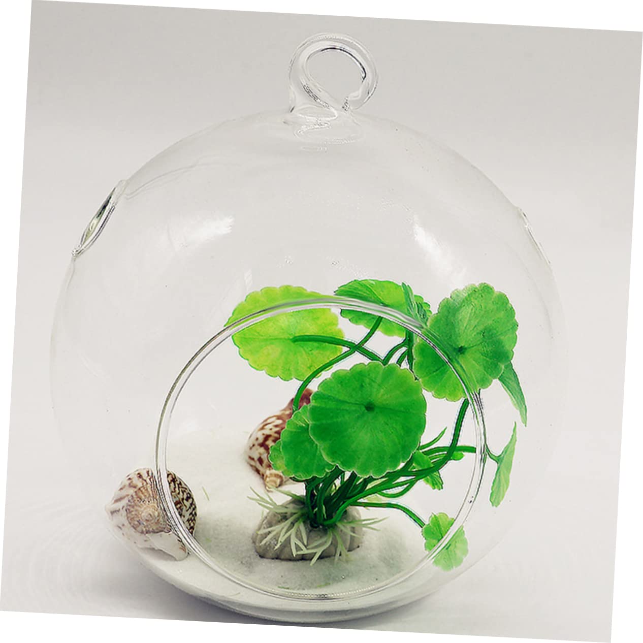 Cabilock 4pcs Hanging Glass Terrarium Shape Container for Plants Home Decor Wedding Decoration Flat Base Design