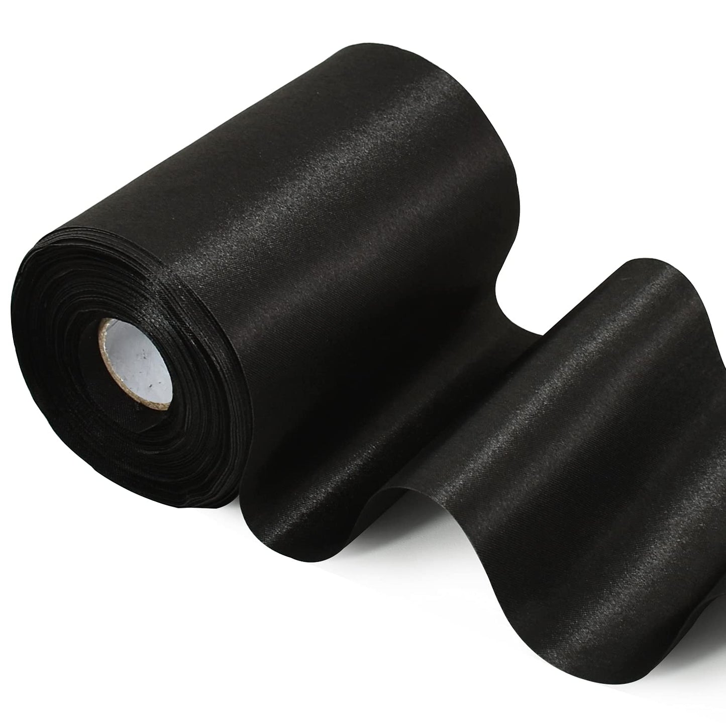 TONIFUL 4 Inch Wide Black Solid Satin Ribbon 22yd Fabric Large Ribbon for Cutting Ceremony Grand Opening Chair Sashes Table Hair Car Bows Floral Craft Gift Wrapping Wedding Halloween Party Decoration