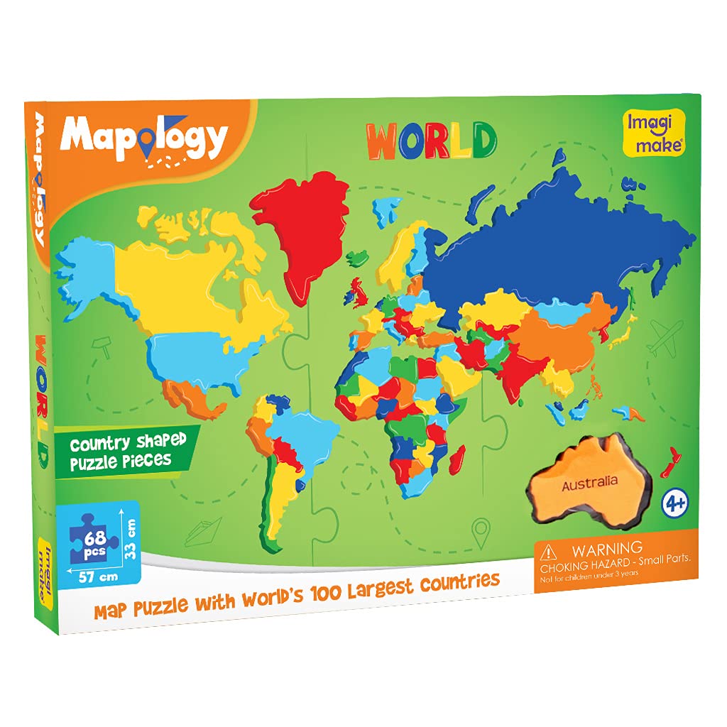 Imagimake Mapology World Map Puzzle | Educational Toys for Kids 5-7 | Puzzles for Kids Ages 4-8 | Map of The World | 6 Year Old Boy Gifts & Girl Gifts
