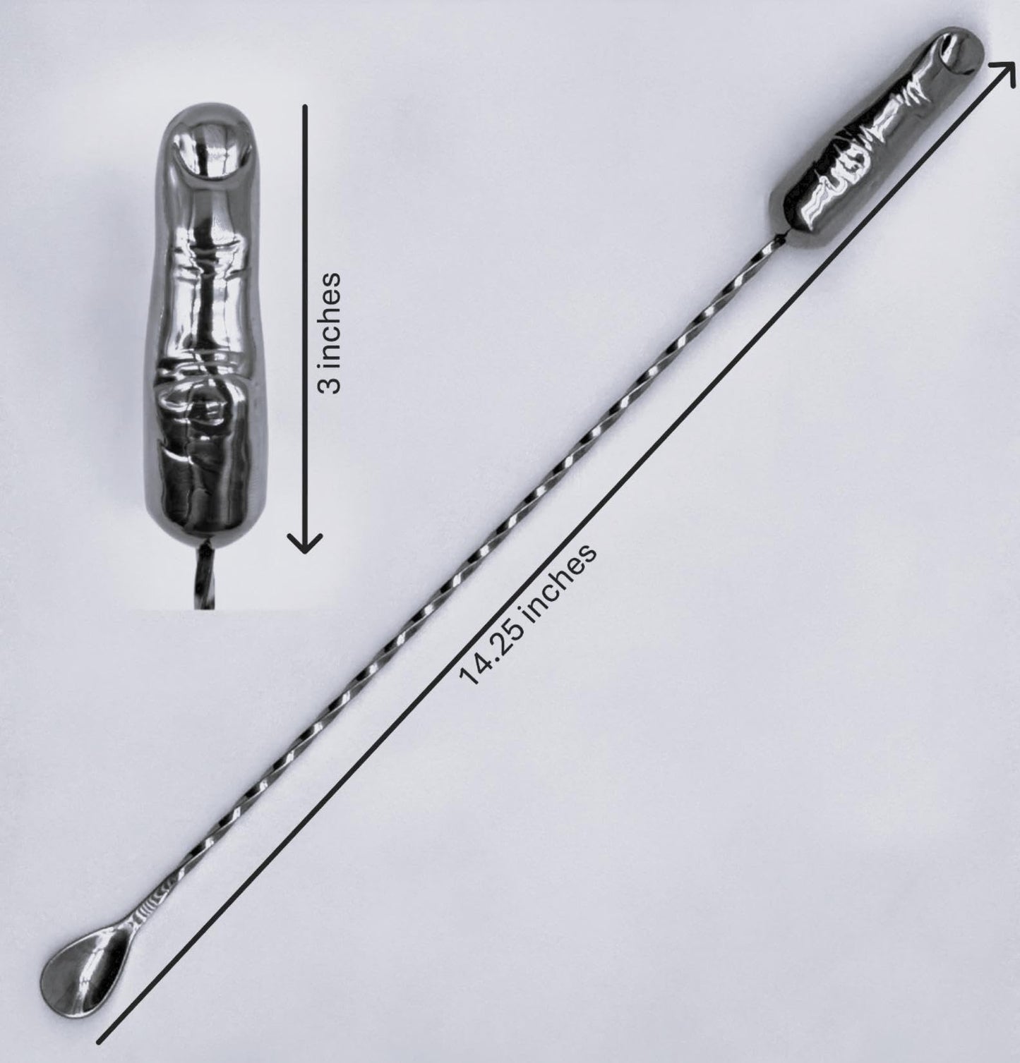 National Finger Company, Finger Cocktail Stirrer, Tipsy Finger, 36 cm, Stainless Steel Life-Size Finger Spoon, Funny Bar Spoon, Novelty Cocktail Stirrer, Gag Gift, Quirky Bar Tool