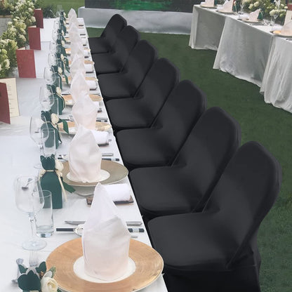 Babenest Spandex Folding Chair Covers - 30PCS Halloween Upgraded Universal Stretch Washable Fitted Chair Slipcovers Protector for Wedding, Holidays, Banquet, Party, Celebration (Black)