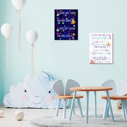 OTINGQD Outer Space Canvas Wall Art,Space Nursery Decor,Positive Affirmations Wall Decor for Boys,You Are Kind Spaceman Wall Art for Boys Kids Bedroom Playroom Nursery