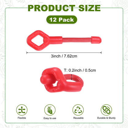 M METERXITY 12-Pack Adjustable Plant Ties, 3inch/7.62cm Silicone Flexible Multi-Function Sturdy Garden Twist Tie for Plant Support/Tree/Shrub/Vine, Reusable Support Twine [Red]