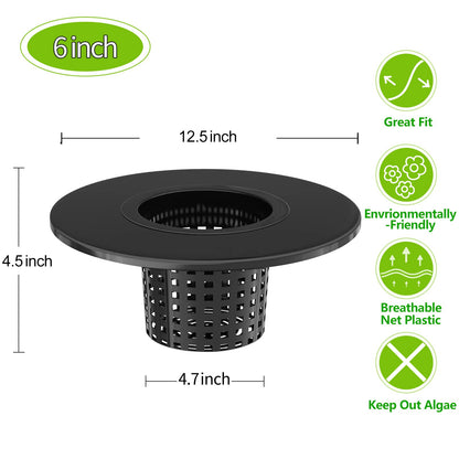Tectsia Net Pots 6 Inch for 5 Gallon Bucket (6 Pack), Hydroponic BPA-Free DWC Basket Lids