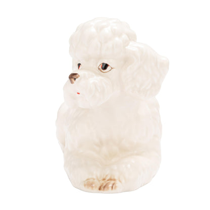 Creative Co-Op Vintage Reproduction Poodle Planter in Hand-Painted Stoneware, White, Brown, and Black Finish