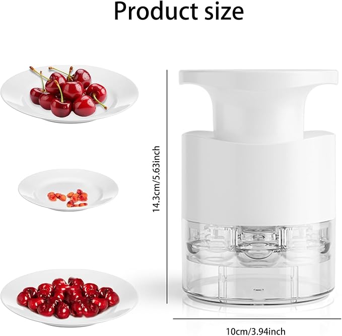 Cherry Pitter - 7-In-1 Cherry Seed Remover Cherry Pitter Tool Push Type Cherry Corer Multiple, Kitchen Cherry Jam (White)
