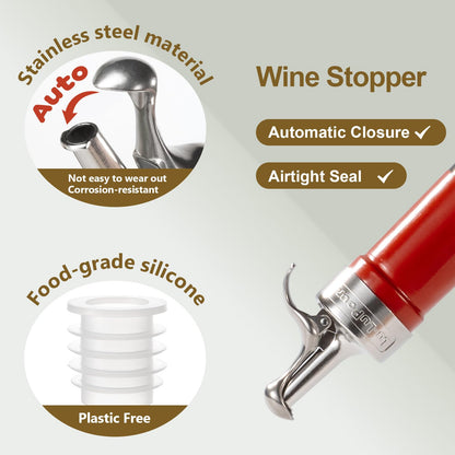 Wine Stopper & Pourer 2 in1, Suitable for Alcohol, Wine for Best Christmas and Birthday Gifts