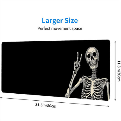 Skull Skeleton Desk Pad Mouse Pad Funny Black Halloween Mousepad XL Large Gaming Mouse Pad Laptop Keyboard Mat Desk Pad 31.5"x11.8" Office Home Decor for Women Girl