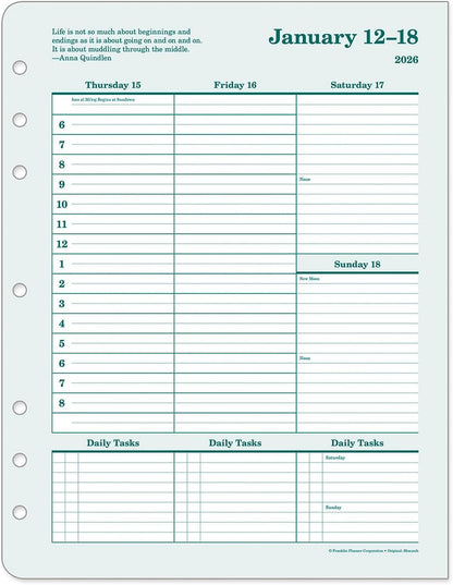 FranklinCovey - Original Weekly Ring-Bound Planner (Monarch, Jan 2026 - Dec 2026)
