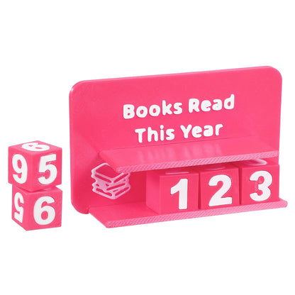PATIKIL Books Read This Year Tracker, 3D Reading Challenge Counter Sign Library Bookshelf Decor Reading Challenge Number Up to 999 Books Gift for Reader Book Lovers Teachers, Light Pink
