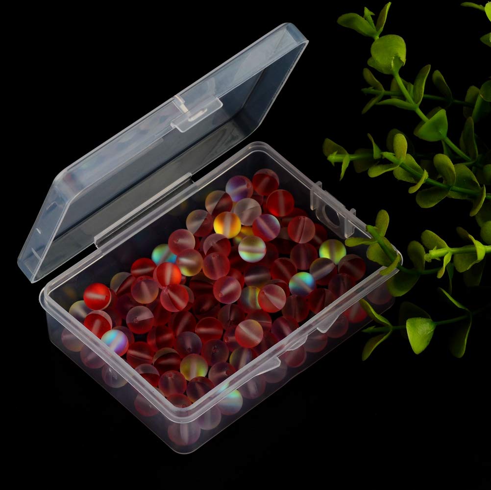 Matte Aurora Crystal Glass Beads Red 100pcs 8mm Flash Glitter Shining Mermaid Round Loose Aura Bead Frosted Moonstone for Jewelry Making (Red, 8mm)