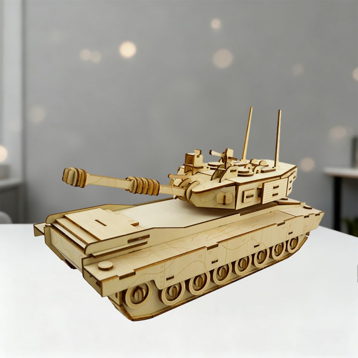 3D Wooden Puzzles Laser Engraving DIY Safe Assembly Constructor Kit Toy for Teens and Adults (Tank)