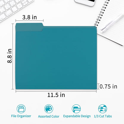 100 Packs Colored File Folders,Royal Blue File Folders Letter Size,1/3 Cut Tabs File Folder,Two-Tone File Folder,Manila File Folders for Office,School and Home,Organization