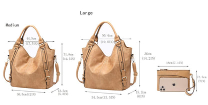 Women Tote Bag Handbags PU Leather Fashion Hobo Shoulder Bags with Adjustable Shoulder Strap (Apricot, M)