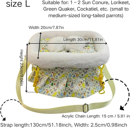 2 in 1 Warm Bird Carrier Bag, Bird Hammock Bed for Cage, Winter Travel Bag, Portable Parrot Outing Bag for Lovebird, Budgie, Conure, Quaker, Small Medium Birds (Purple,Large)