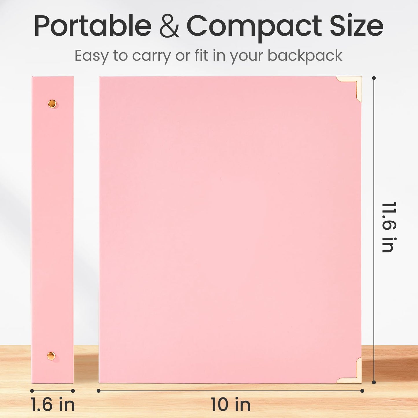 Sooez 2 Pack 3 Ring Binder with Metal Corners, Cute 1 Inch Binders Fits 175 Sheets of Paperwork, Three Ring Recipe Binder with Pocket for Women School Office Supplies, 8.5" x 11", Pink & Light Blue
