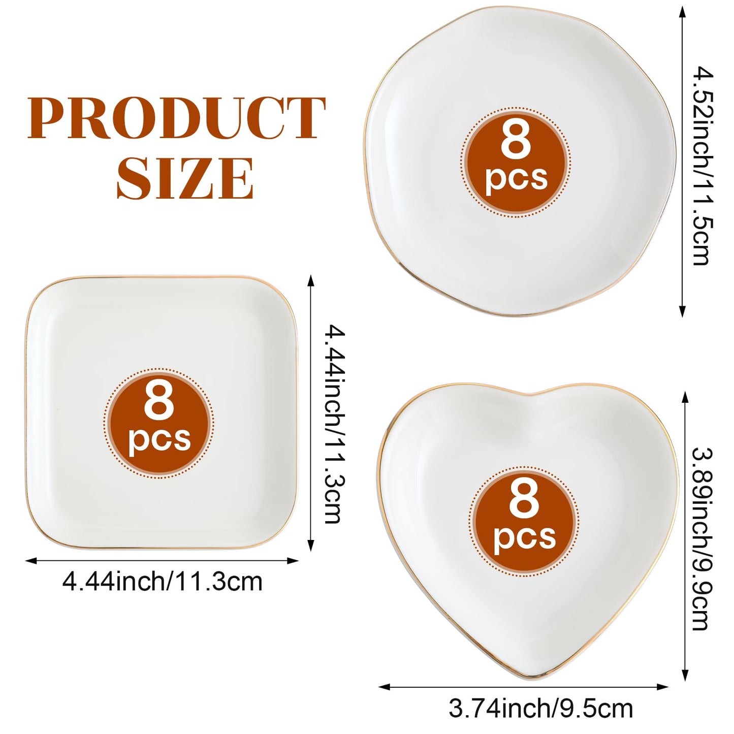 Shappy 12 Pcs Ceramic Jewelry Tray 4.5 in Ring Dish Bulk Decorative Trinket Dish for Bridal Shower Weddings Birthdays Gifts