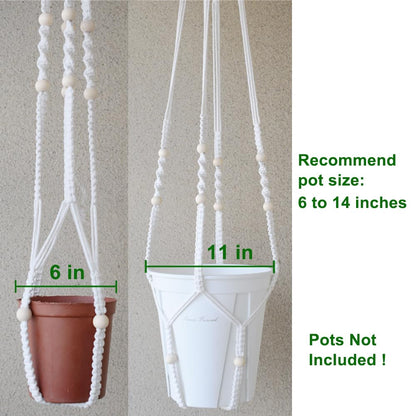 Xibelezal Macrame Plant Hanger Extra Long (52") Indoor Plant Holder with Beads, no Tassel- Long Plant Hanger for Tall Ceiling- Hanging Plant Holder for 6”-14”Pots -(1 Pack)