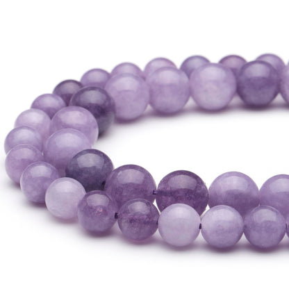 Youngbling Natural Gemstone Beads for Jewelry Making,8mm Lepidolite Polished Round Smooth Stone Beads for Bracelet Necklace 15 Inch