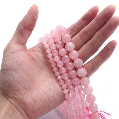 BEADIA Natural Rose Quartz Crystal Stone Round Loose Semi Gemstone Beads for Jewelry Making 6MM 61PCS