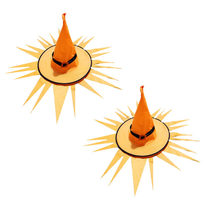 2PCS Hanging Witch Hats with Lights Halloween Decorations Outdoor Indoor Floating Witch Hat Waterproof Halloween Light up Witches Hat for Porch Yard Patio Garden Tree Home Party Supplies, Orange