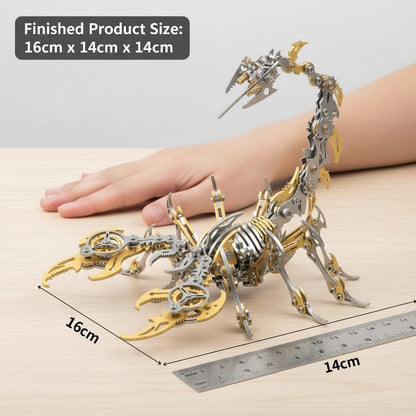 Scorpion 3D Metal Puzzle for Adults, 454PCS Stainless Steel DIY Mechanical Metal Model Kits, No Glue Assembly with Movable Joints, Challenging Metal Building Kit Desk Decor Gift(Glod)