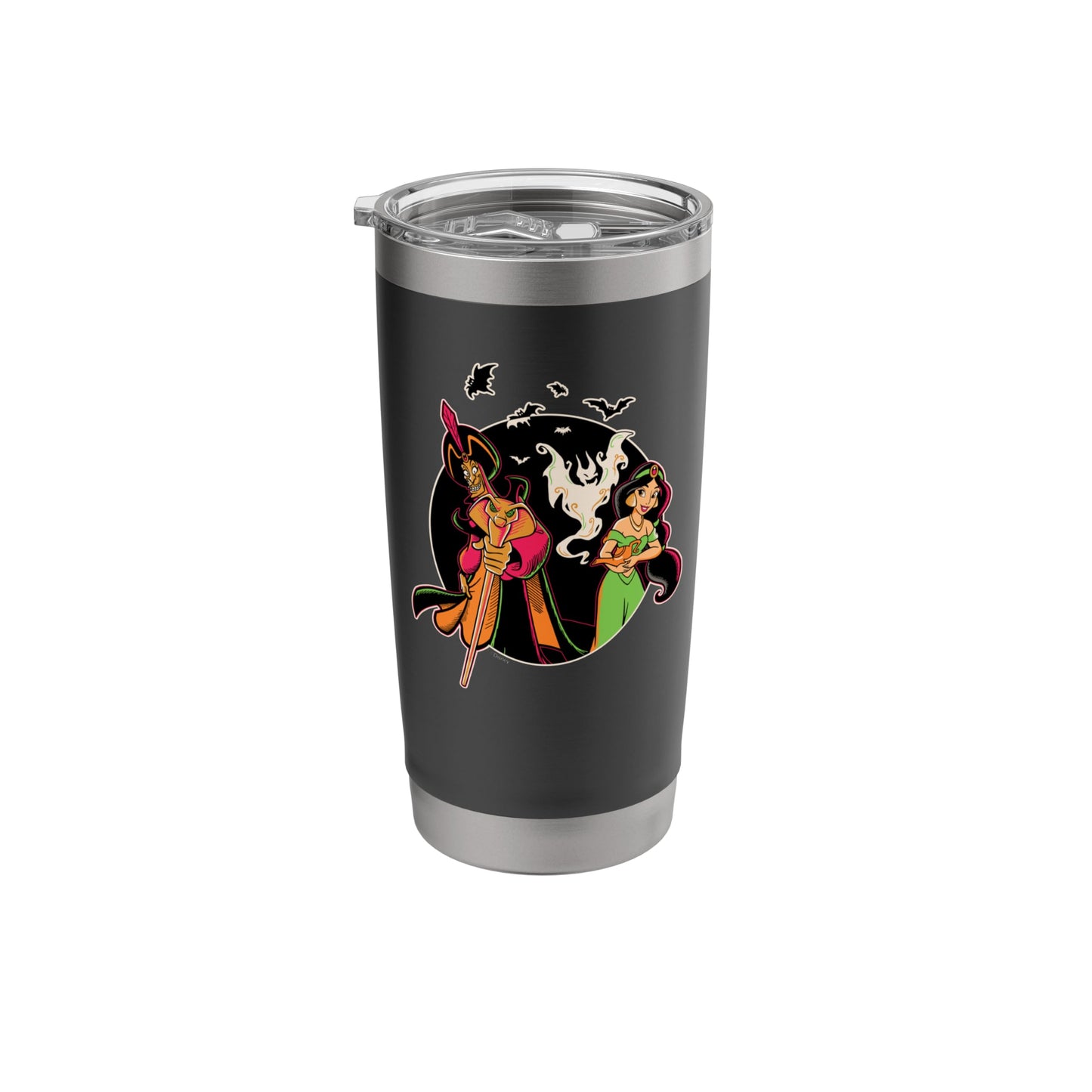 Disney Princess Jasmine and Jafar Aladdin Halloween Bats Stainless Steel Insulated Tumbler
