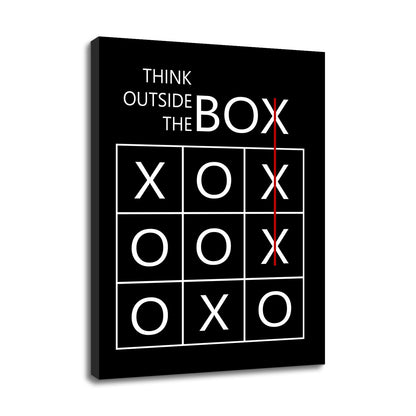 YSPCSUN Inspirational Office Decor Wall Art Think Outside The Box Canvas Print Entrepreneur Motivational Posters Creative Tic Tac Toe Painting For Men Workspace Ready To Hang 24x18 Inch
