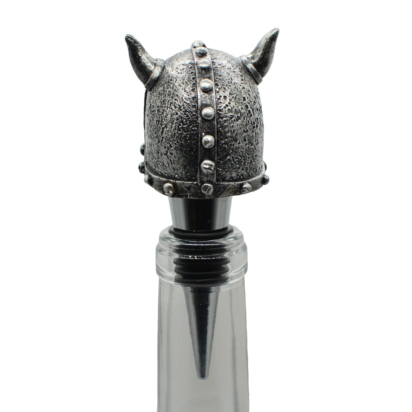 Wine Bottle Stopper Horns Helmet Viking Skull Decorative Beverage Wine Cork for Man Housewarming Gift,Christmas,Thanksgiving,Silver