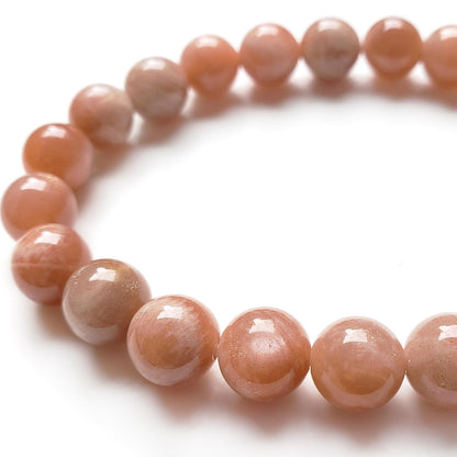 chengmu 8mm Sunstone Stretch Bracelet Natural Orange Moonstone Round Beads Semi Gemstone for Crystal Beaded Elastic Bracelet 7.5"