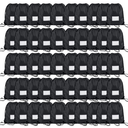 CODOBON 50 Pack Drawstring Bags,Bulk Draw String Backpack, DIY Gym Sports Cinch Bag Sackpack for Women Men, Black