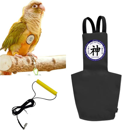 MANON ROSA Bird Diapers Leash Set Washable Reusable Handmade Flight Suit Waterproof Inner Layer - Protective Parrot Nappy Clothes Parakeets Macaws Budgies Canaries (Red7,Green-cheeked Conures)