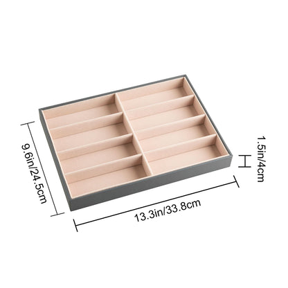 Frebeauty Sunglass Organizer,PU Leather Glasses Organizer,8-Slot Sunglasses Tray,Men's/Women's Sunglasses Box,Sunglass Case,13.3 x 9.6 x 1.5 Inches,Eyeglass/Eyewear Display Tray(Grey)