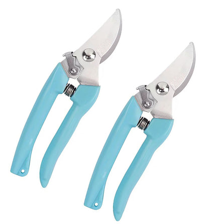 2pcs Garden Flower Shears Pruning Shears 6.9 inches Scissors Heavy Duty Plant Scissors for Cutting Flowers, Trimming Plants, Bonsai, Fruits Picking (Blue Handle 2pcs)