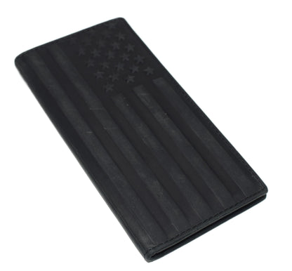 Genuine Leather Checkbook Cover For Men & Women Checkbook Holder Wallet RFID Blocking USA Series (USA Flag Black)