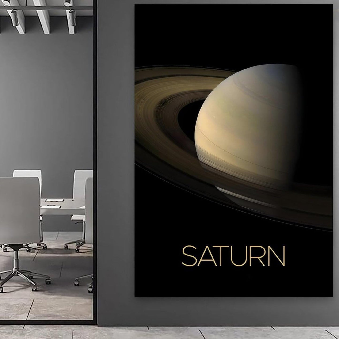 Solar System Planets Canvas Wall Art - Saturn Planet Space Poster for Kids Room Bedroom Classroom, STEM Educational Astronomy Decor, Science Gift for Boys Girls, 12x18 Inch Framed
