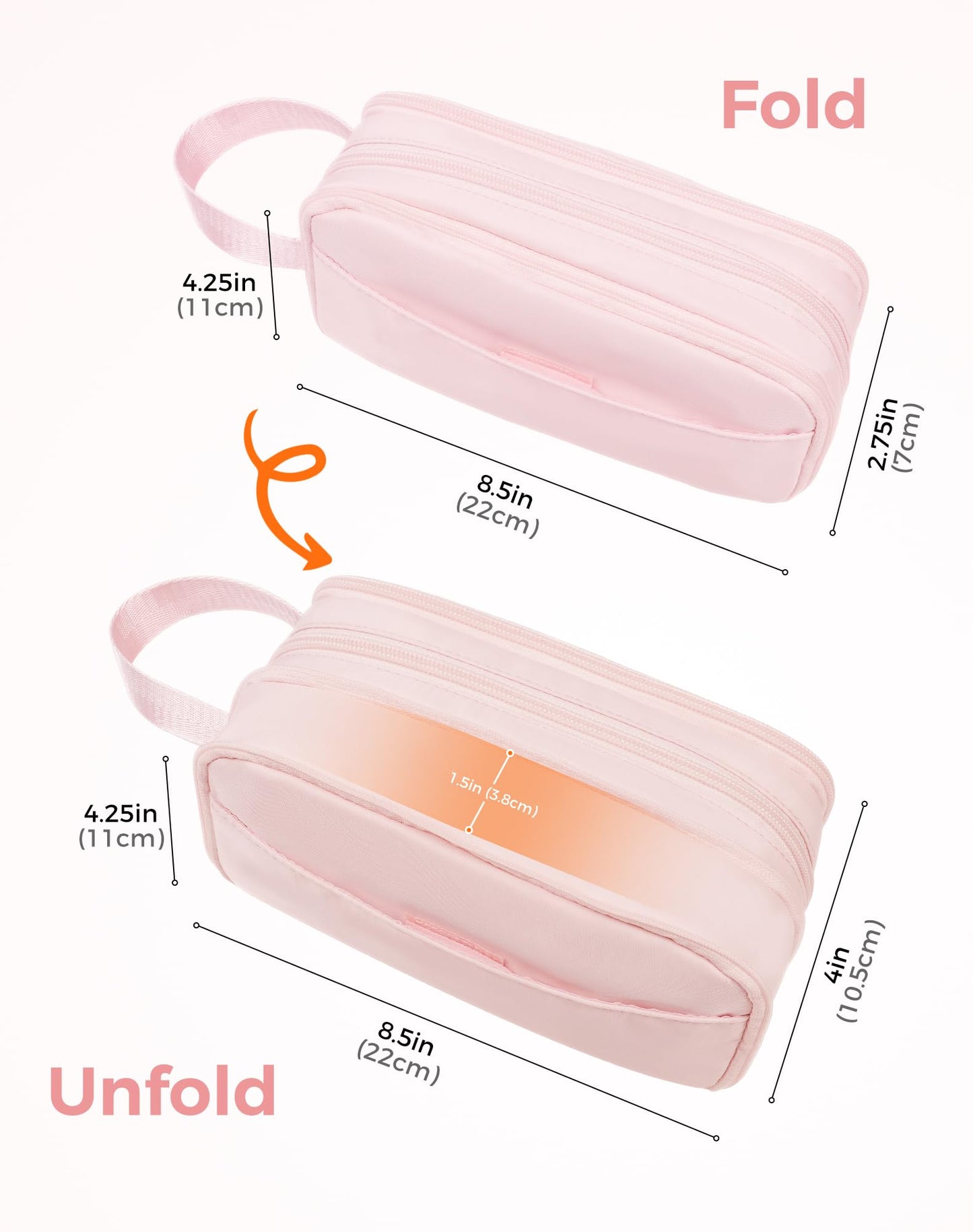 Fmeida Pencil Case Pouch Expandable - Extra Large Pencil Pouch Aesthetic Pencil Bag Office Stationery Organizer with Handle for Adult Men Women - Pink