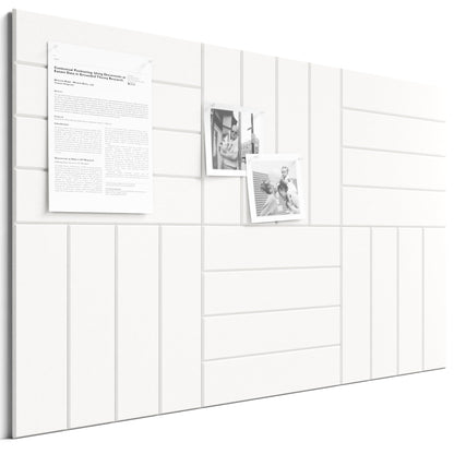 Bumusty Large Cork Board Alternative-36 x 24" Felt Bulletin Board Tiles, with 30 Pushpins, 40 Adhesive Tabs, Bold-Stripe 6-Pack, Cork Boards for Office Push Pin Board Felt Board-Milky White