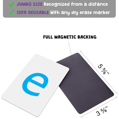 Attractivia Magnetic Big Montessori Alphabet ABC Flash Cards - 52 Sturdy Uppercase & Lowercase Large Letters, Black - for Classroom Teachers, Homeschool, ESL, Kids and Adults