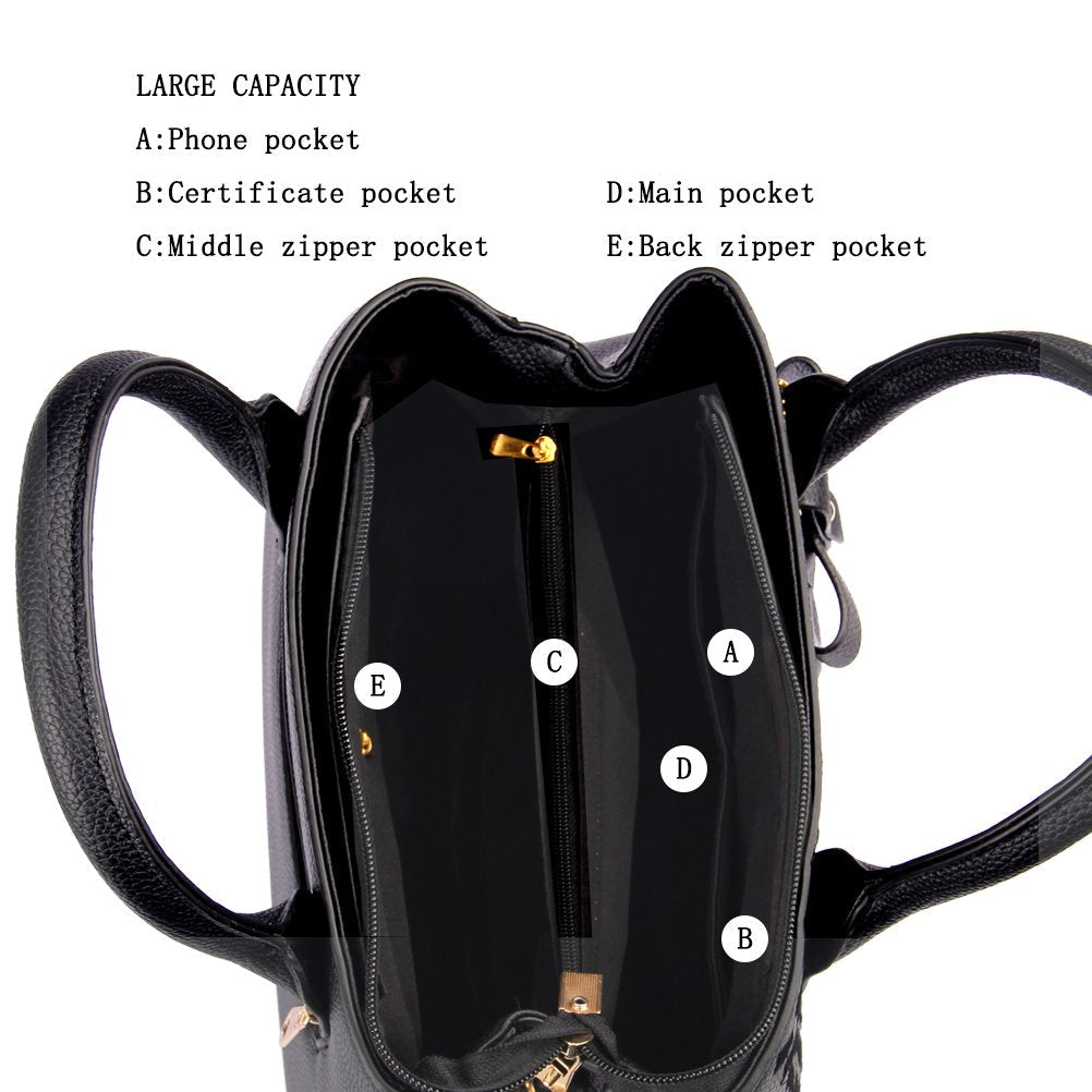 Jeniulet Purses and Handbags for Women Fashion Ladies PU Leather Top Handle Satchel Shoulder Tote Bags