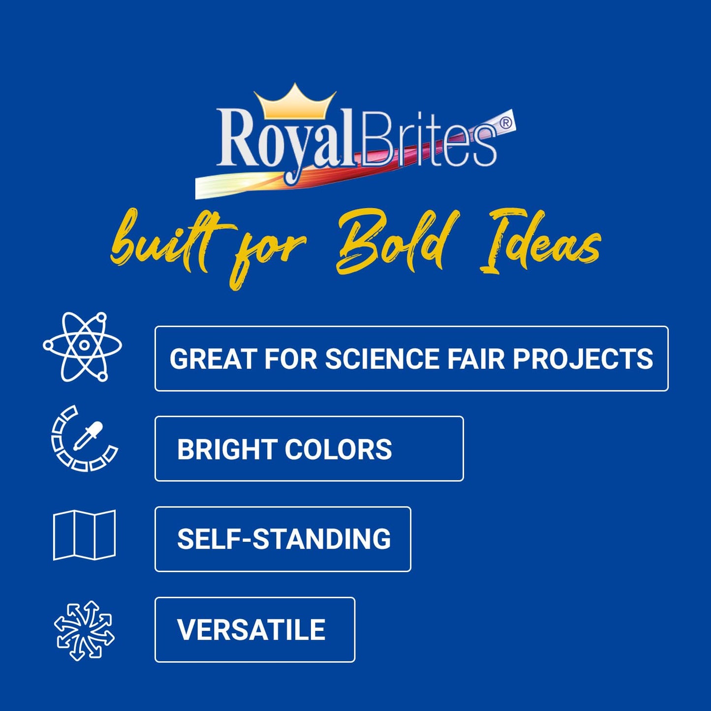 Royal Brites 1-Ply Corrugated Tri-fold Project Display Board 36" x 48", Exhibition, Presentation, & Science Fair Display Boards, Lightweight Tri-Fold Board with Smooth Surface, Blue/Kraft, Pack of 12