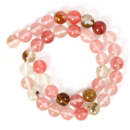 About 60pcs 6mm Natural Stone Beads Fire Cherry Quartz Beads Energy Crystal Power Gemstone for Jewelry Making, DIY Bracelet Necklace