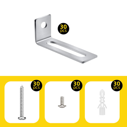 30 Set White Board Mounting Hardware,Whiteboard Hanging Brackets, White Board Installation Kit Includes Hanger Supports, Screws and Expansion Tube for Hanging Whiteboard Office Supplies (38*16*12mm)