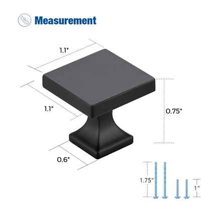 Ravinte Cabinet Knobs Matte Black Square Knobs for Cabinets and Drawers Cabinet Hardware Kitchen Cabinet Knobs 5 Pack